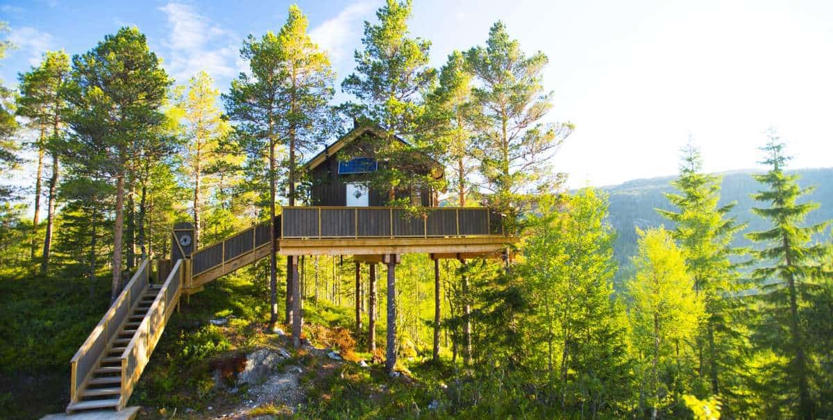 Overnachten in een Treehouse in Noorwegen